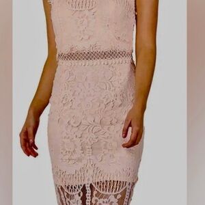 Black Tape_ Blush Lace Midi Dress